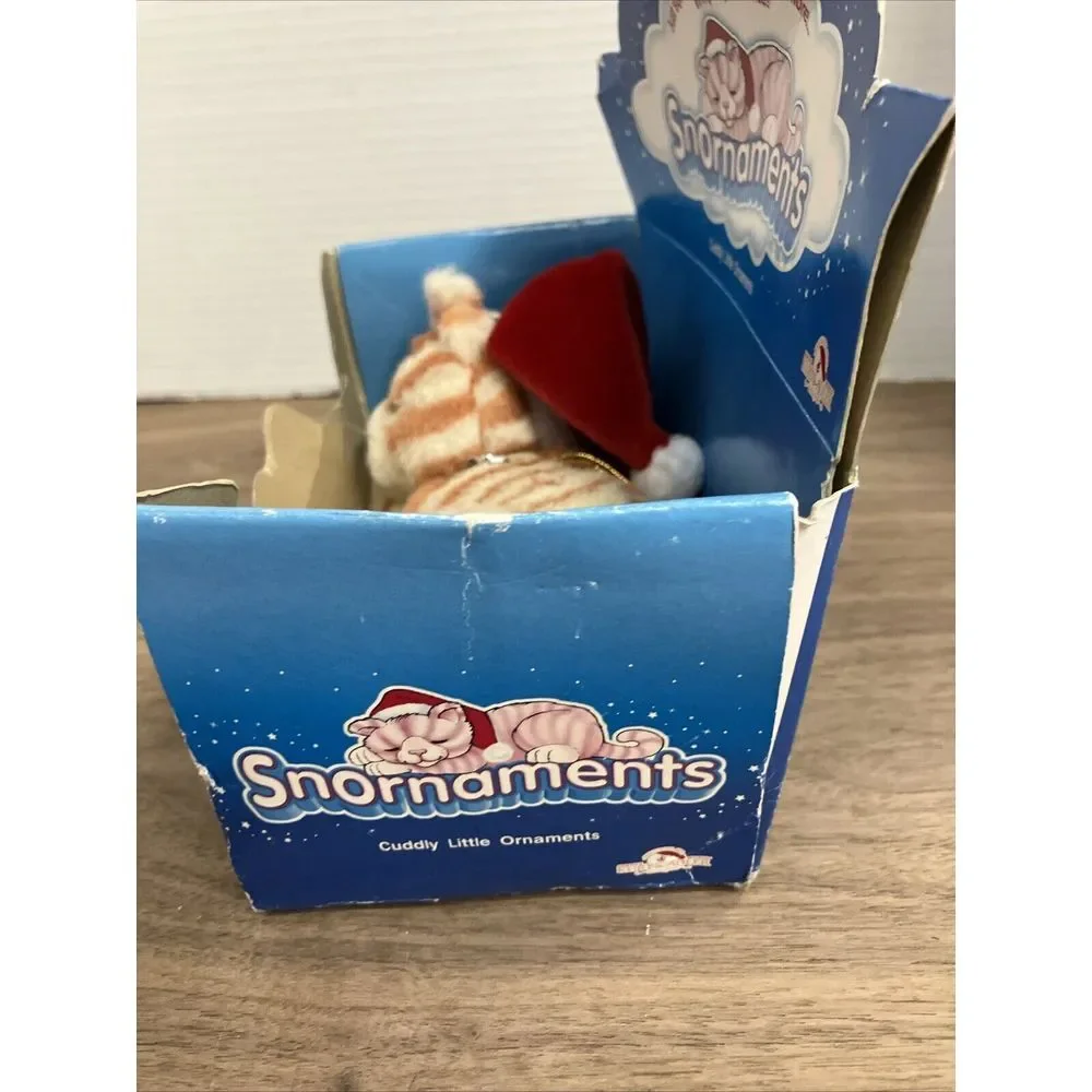 Kurt Adler Cuddly Little Ornament Snornaments Stuffed Plush Tabby Cat Sound Work